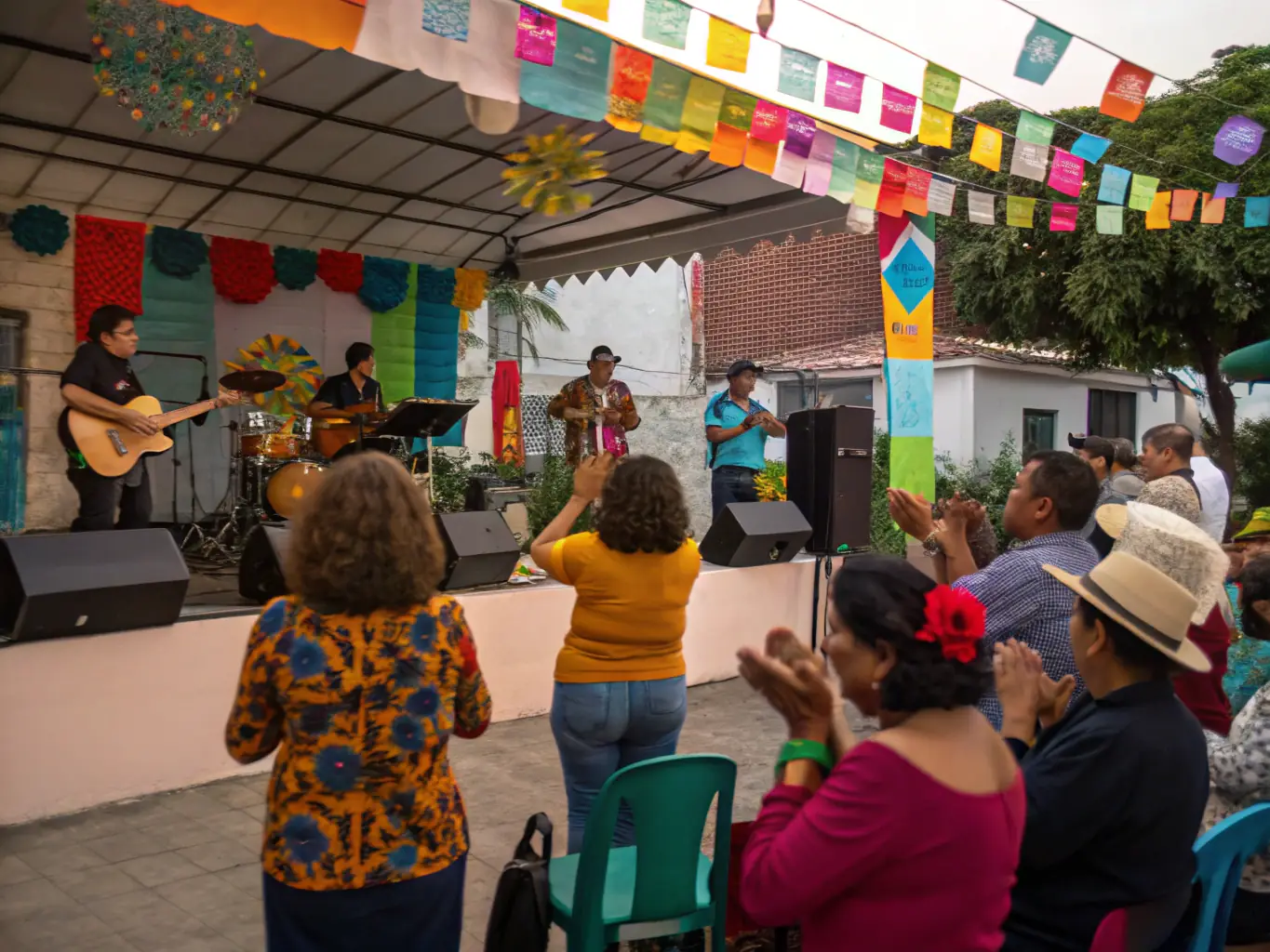 A lively photograph of an ERD'O community event, showcasing performances, audience interaction, and a festive atmosphere.