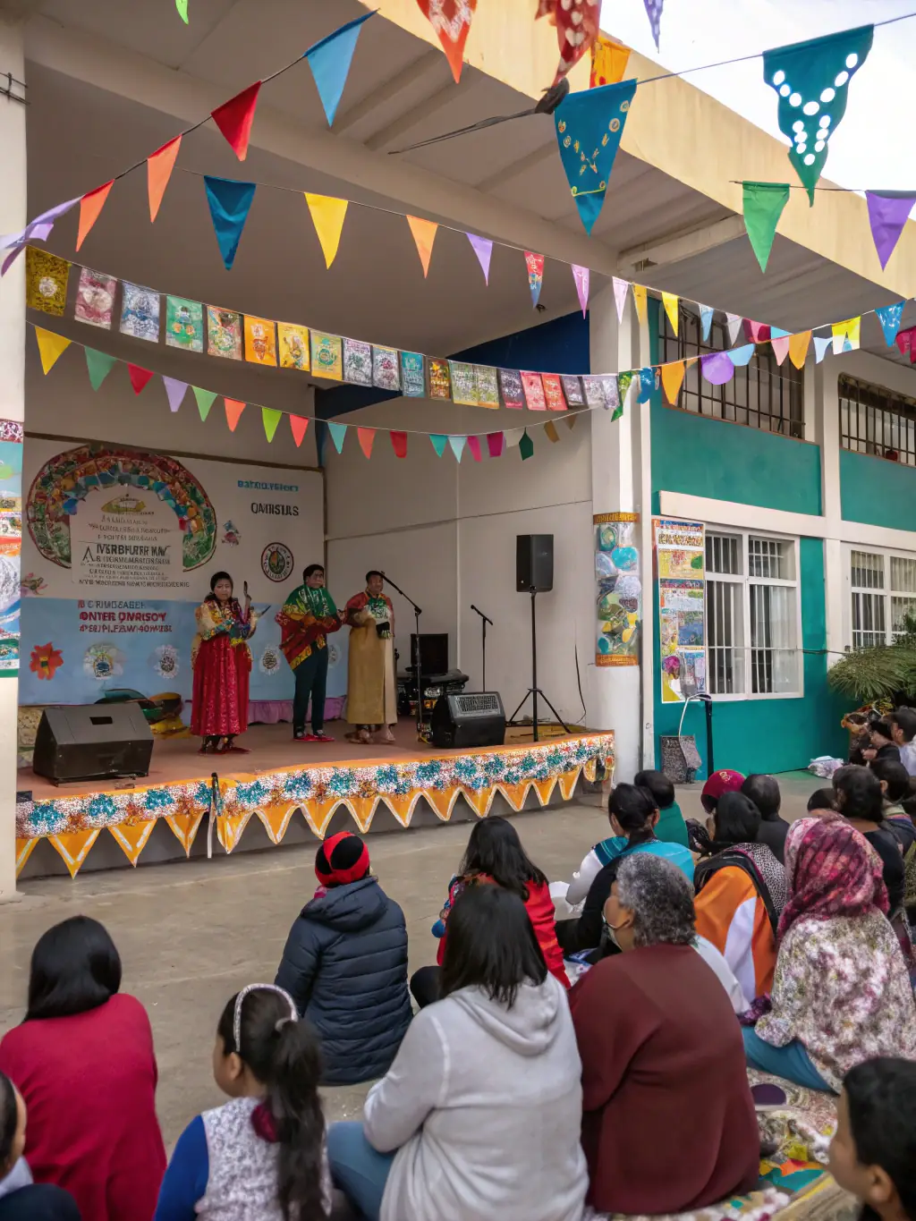 A vibrant image of a community event hosted by ERD'O, featuring performances, cultural celebrations, and audience interaction.